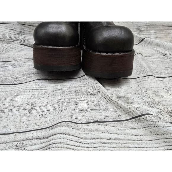 Vintage Early DESTROY Women's Ankle Boot Chunky Black Leather Size 43 EU *READ* - Picture 7 of 16